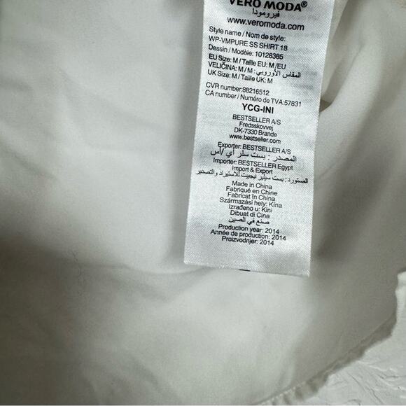 Vero Moda Gold Sparkle Short Sleeve Button Down Shirt Womens M Boxy Fit Slouchy - Picture 5 of 10